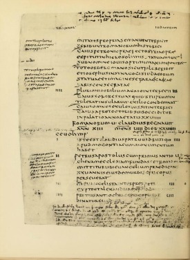 A page from a fifth century manuscript of St. Jerome's translation of Eusebius's Chronicle